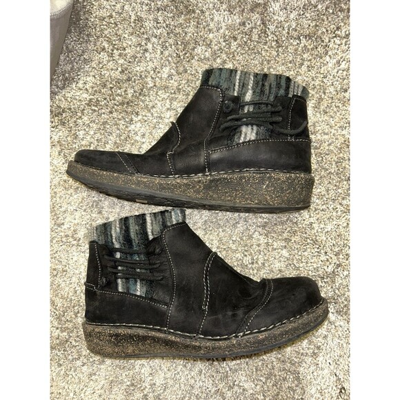 Aetrex Boots Womens 7.5 Tessa Short Sweater Ankle Booties Black Leather Zip - Picture 4 of 10